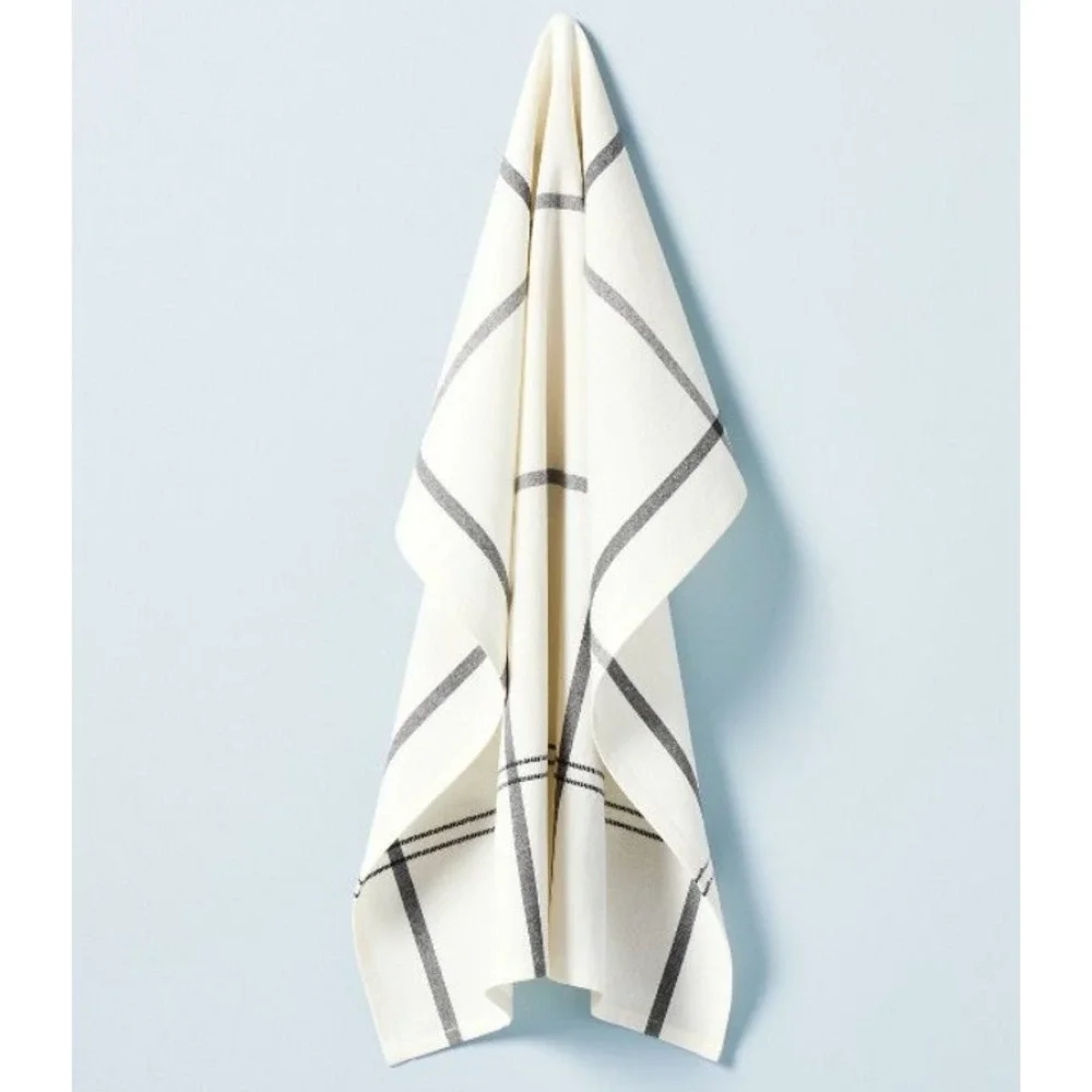 Hearth Hand Magnolia Flour Sack Kitchen‎ Towel Dishtowel Grid Lines Gray Check